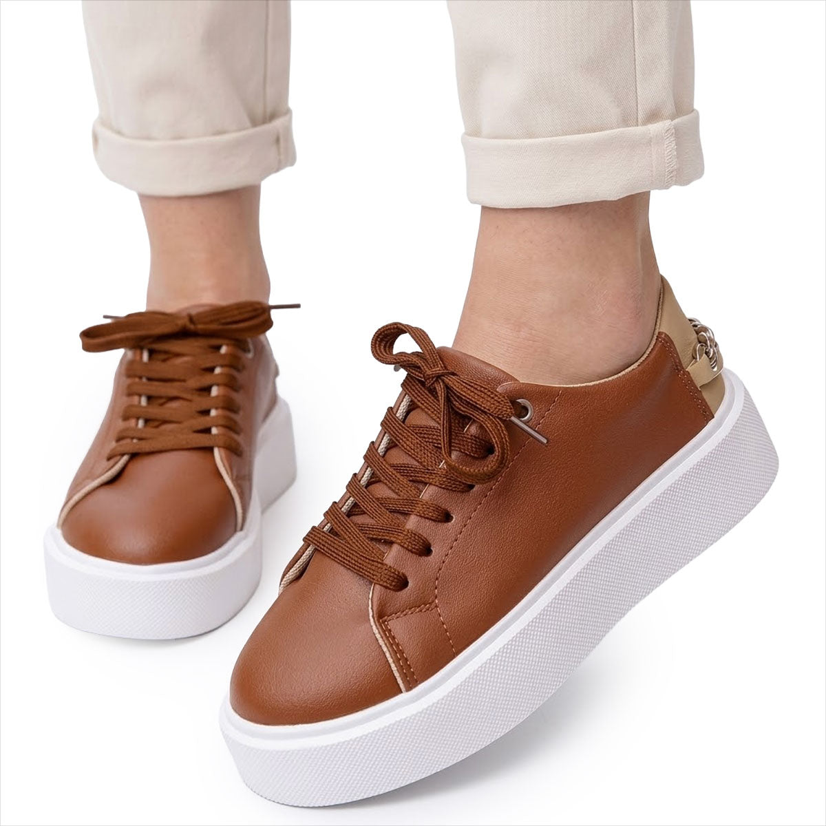 Women's Chain-Detail Platform Trainers Corvine