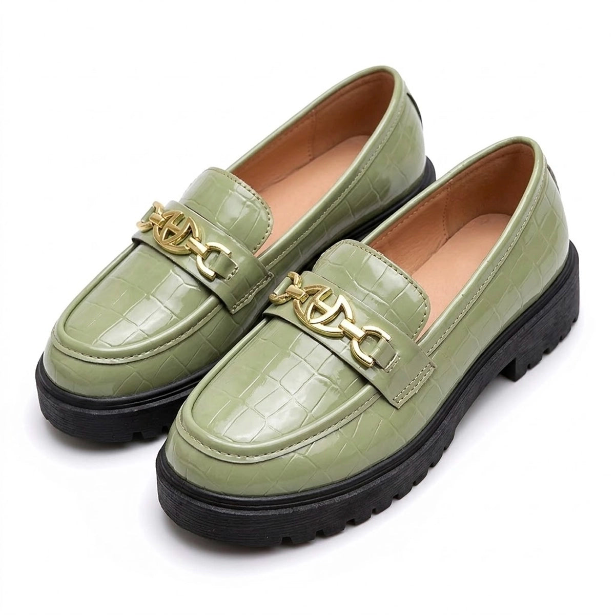 Women's Croc-Embossed Chunky Loafers Corvine
