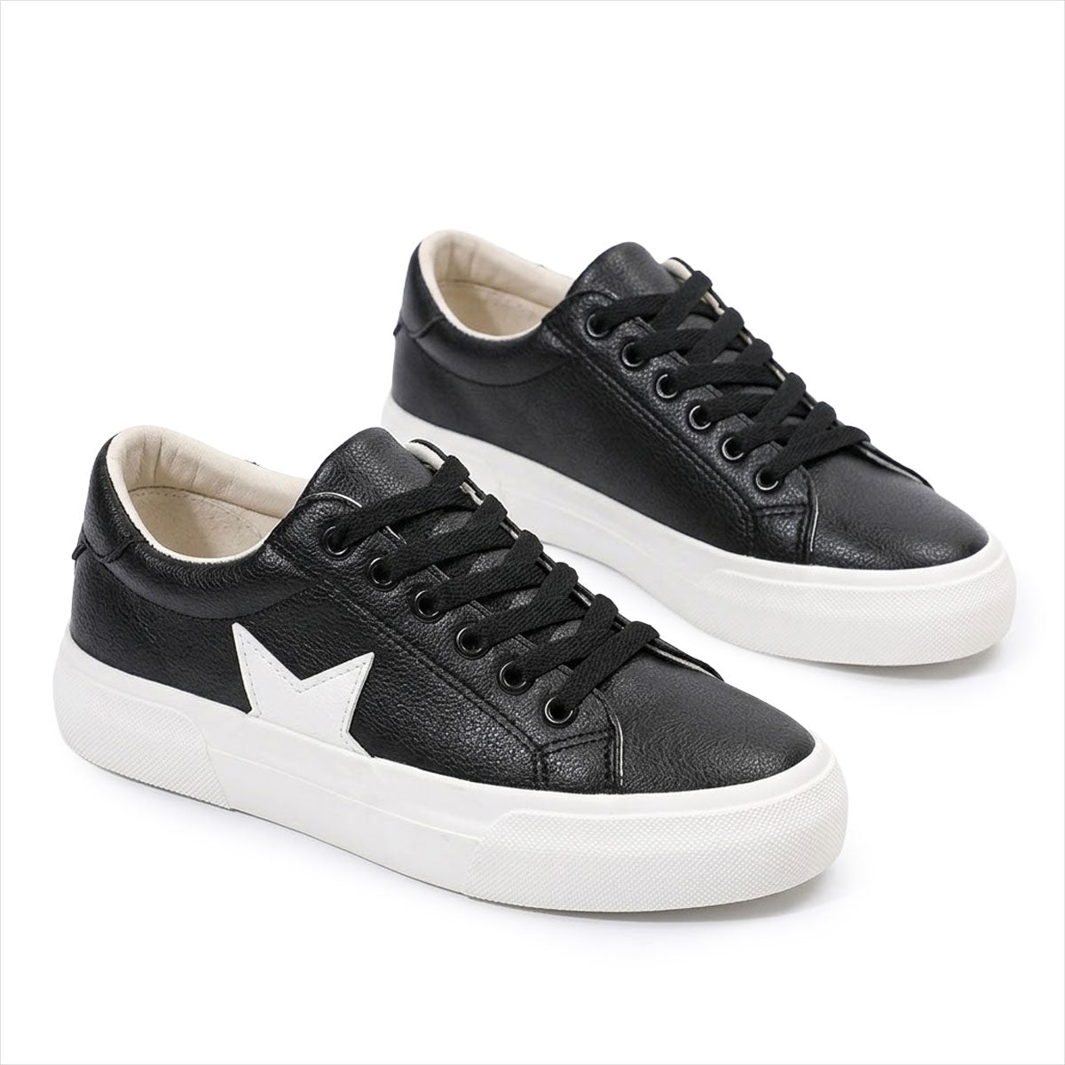 Women's Star-Detail Leather-Look Trainers Corvine