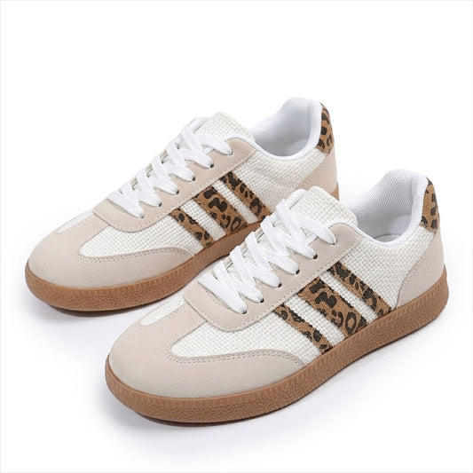 Women's Leopard-Stripe Retro Trainers Corvine