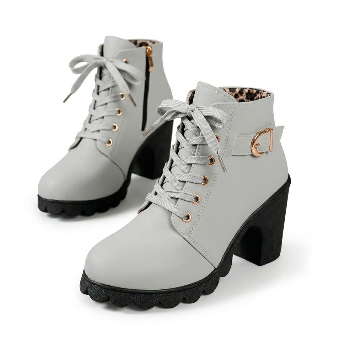 Women's Lace-Up Chunky Heeled Ankle Boots Corvine