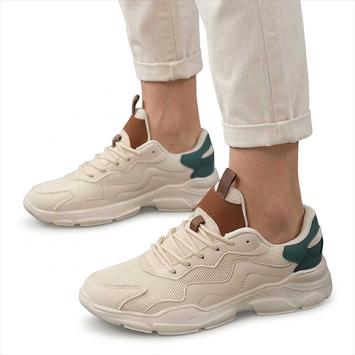 Women's Chunky Mixed-Panel Trainers Corvine