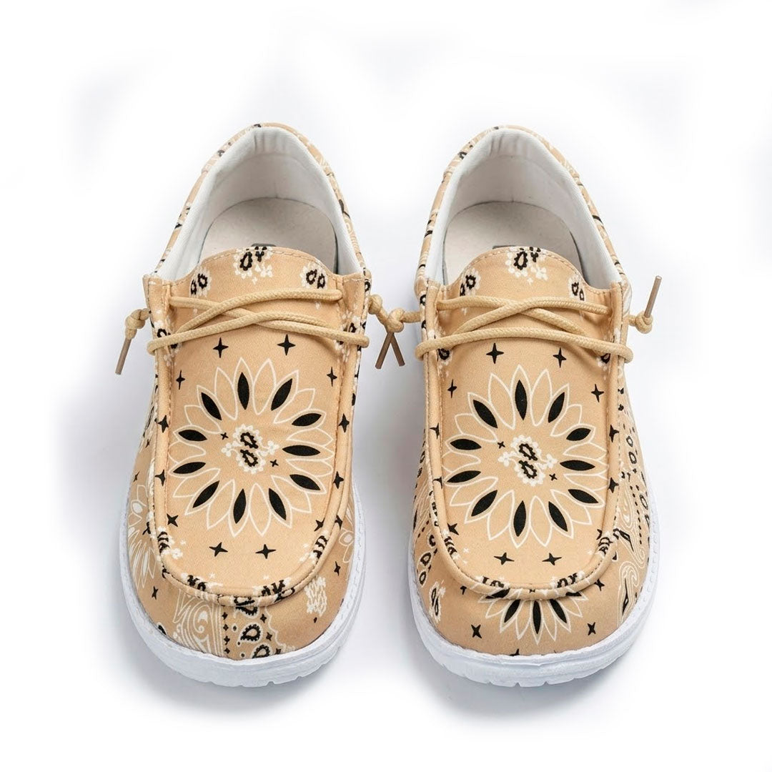 Women's Bandana Print Canvas Loafers Corvine