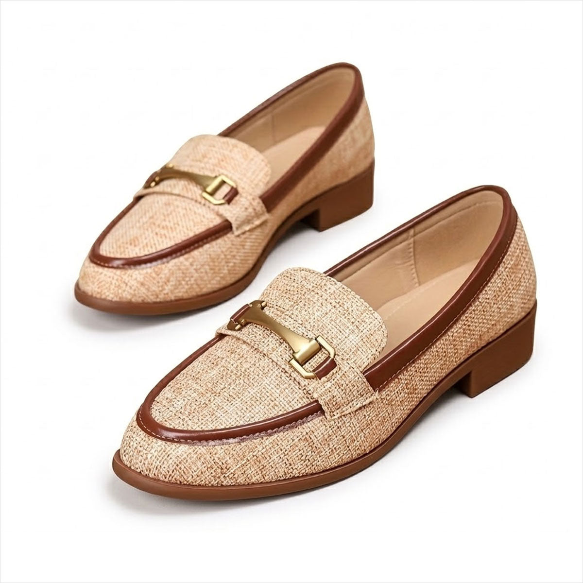 Women's Textured Horsebit Block Heel Loafers Corvine