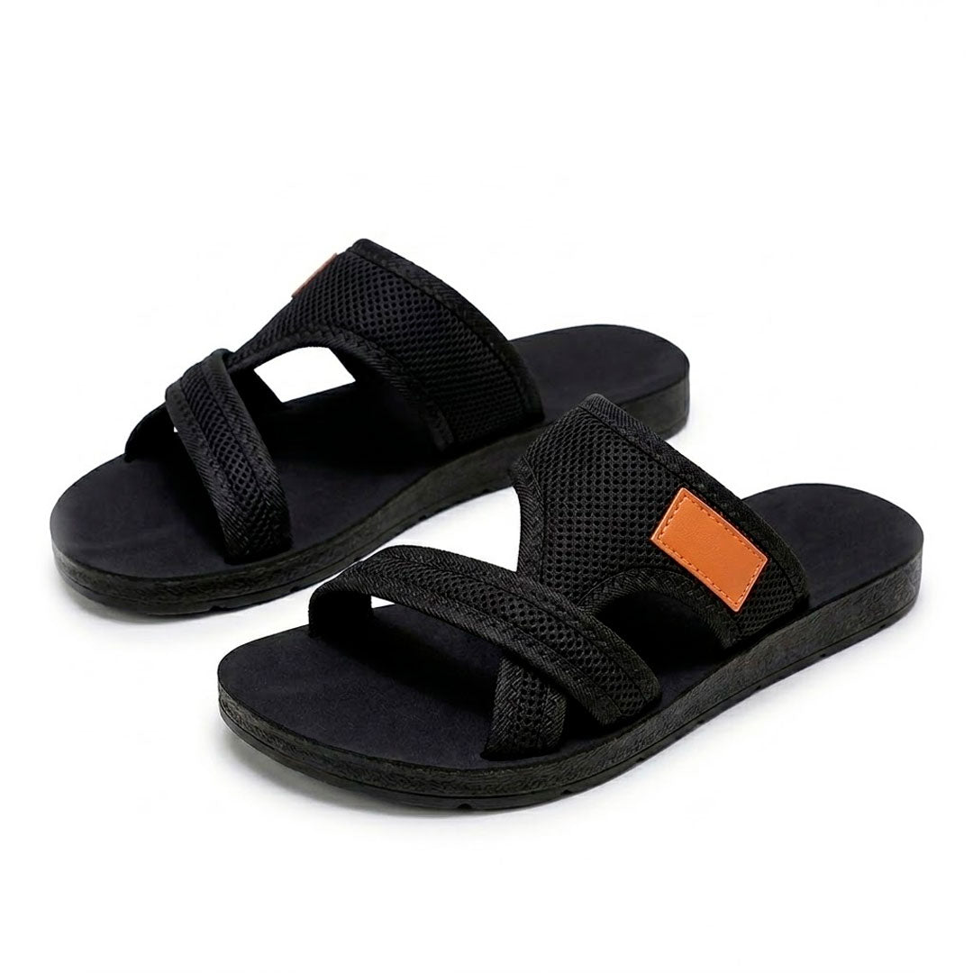 Women's Textured Mesh Cross-Strap Slide Sandals Corvine