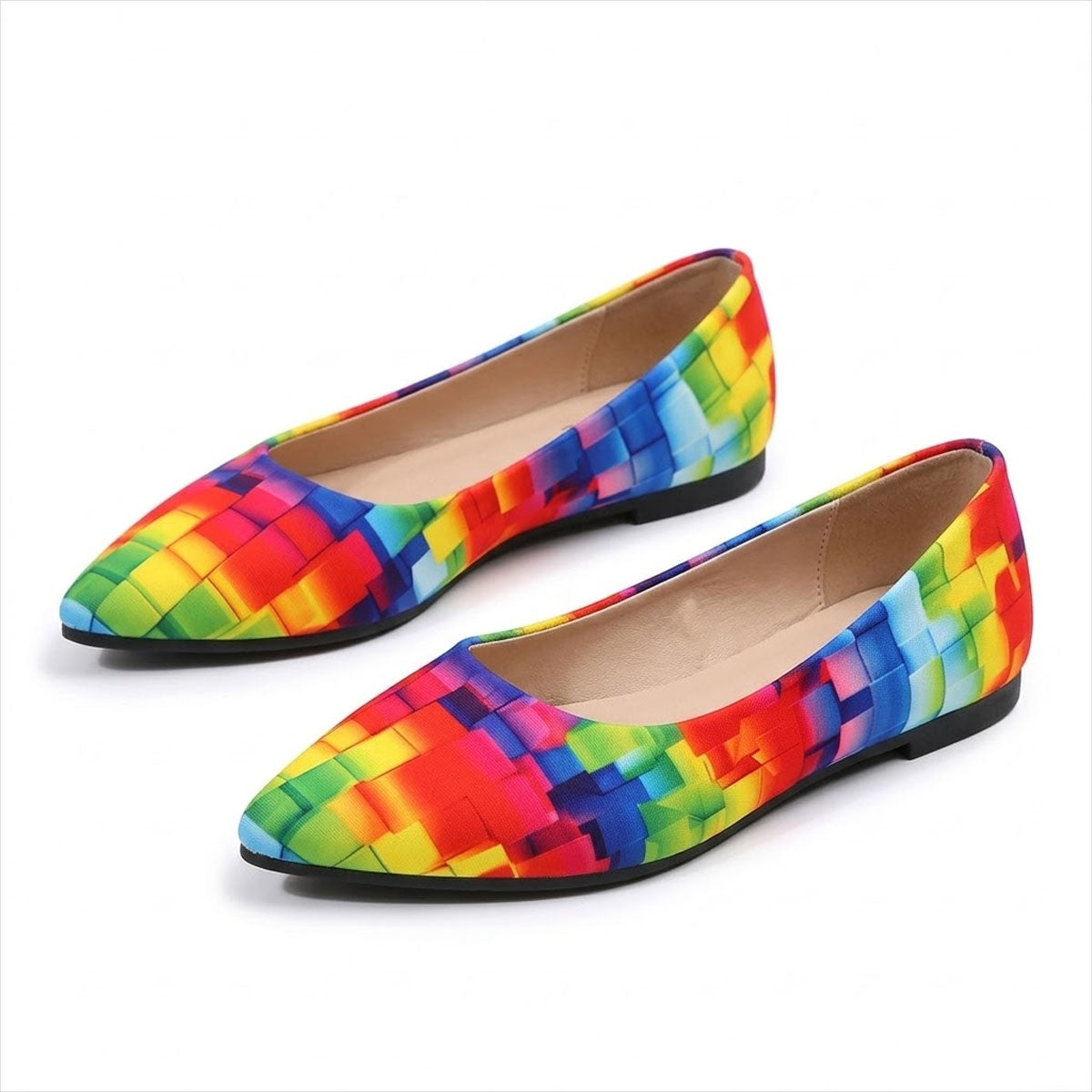 Women's Pointed-Toe Vibrant Print Ballerina Flats Corvine