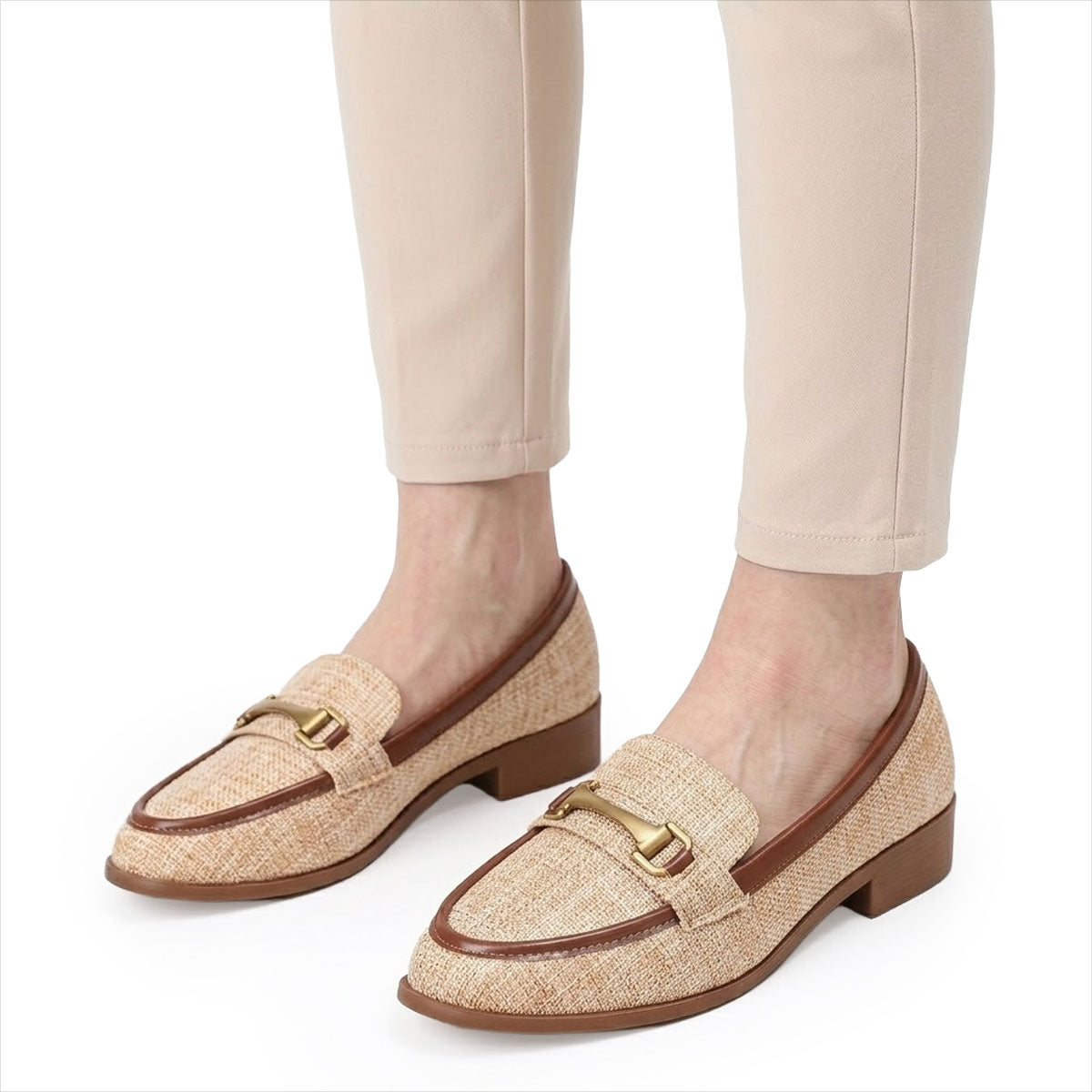 Women's Textured Horsebit Block Heel Loafers Corvine