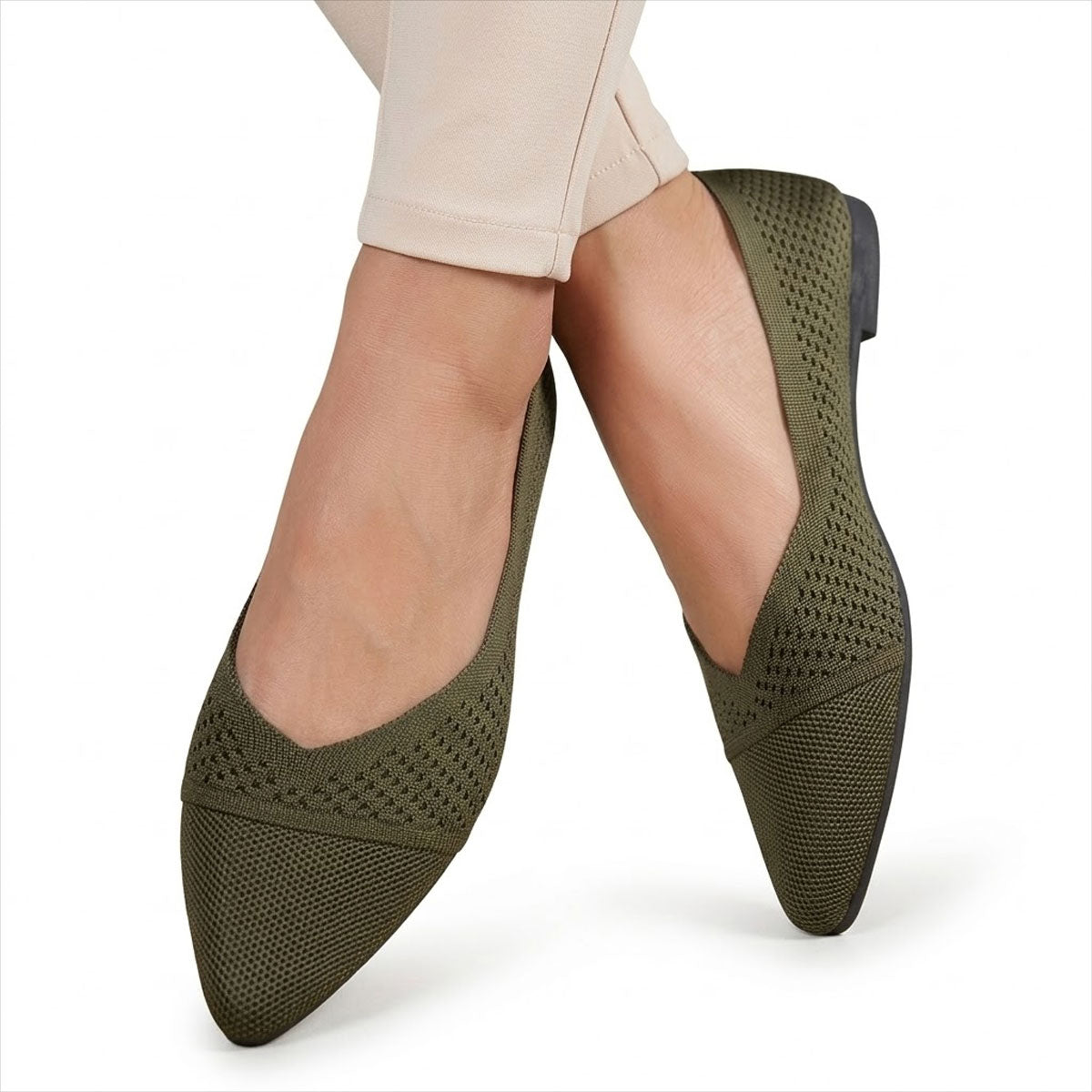 Women's Pointed-Toe Breathable Knit Flats Corvine