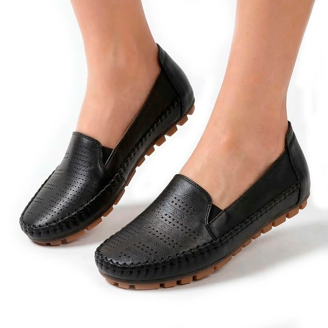 Women's Perforated Rhinestone Slip-On Loafers Corvine