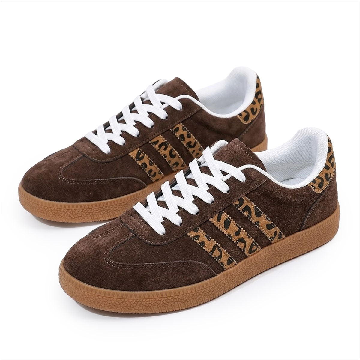 Women's Leopard-Stripe Retro Trainers Corvine