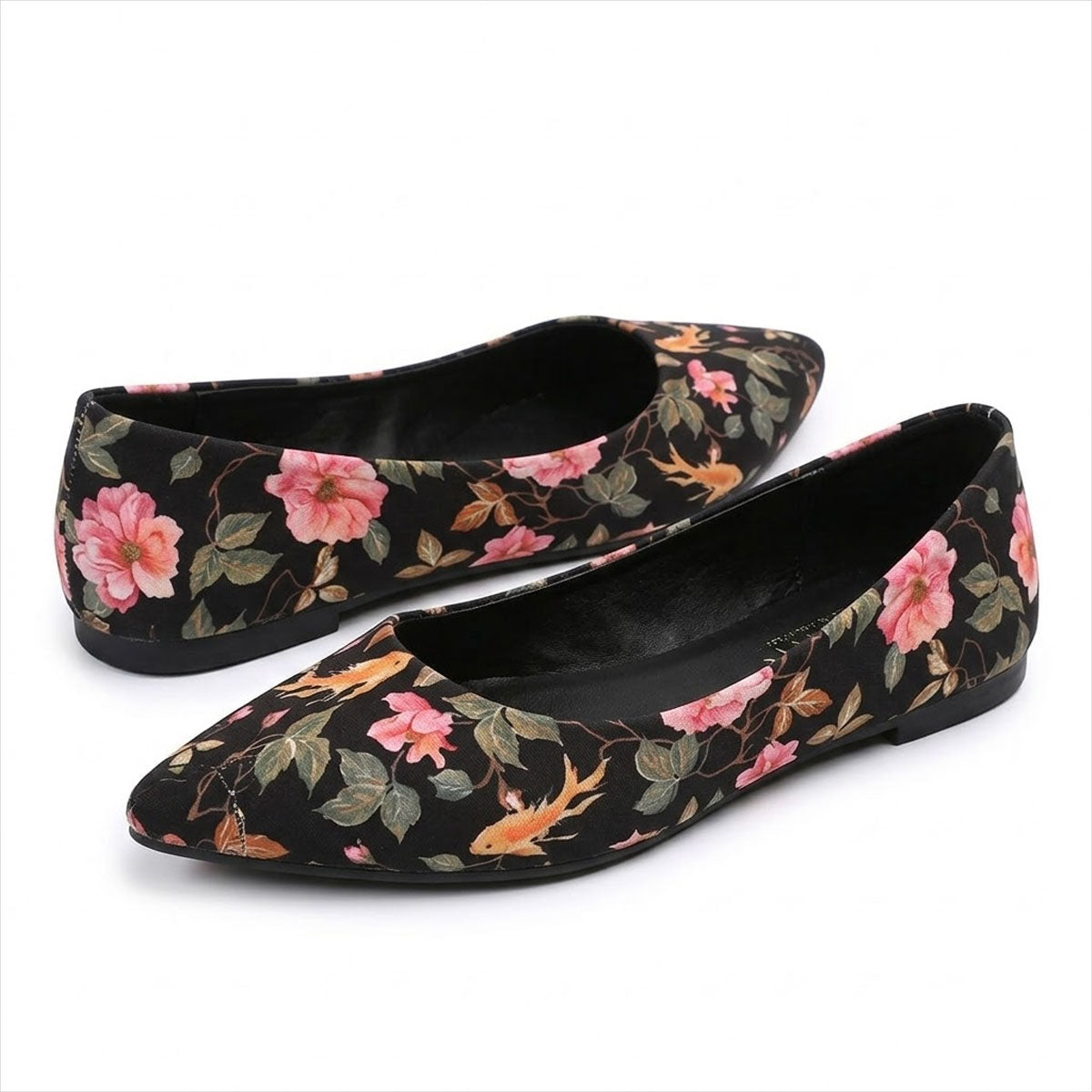 Women's Pointed-Toe Floral Ballerina Flats Corvine