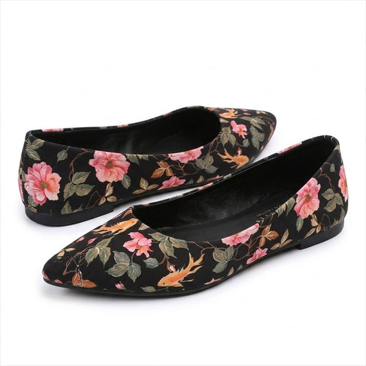 Women's Pointed-Toe Floral Ballerina Flats Corvine