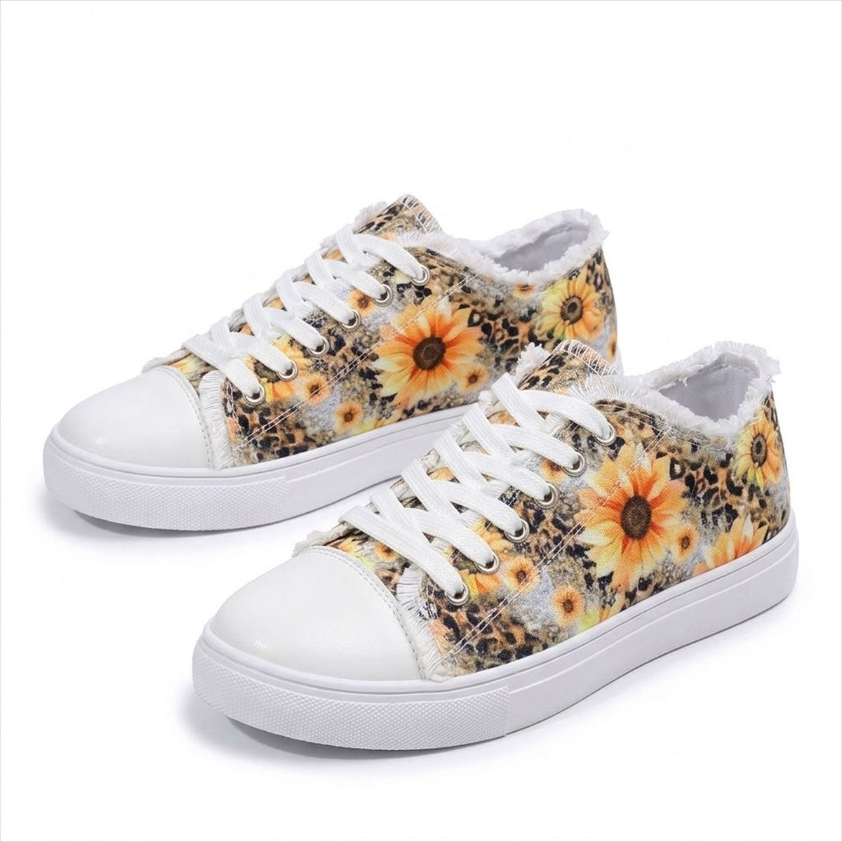 Women's Sunflower Print Canvas Trainers Corvine