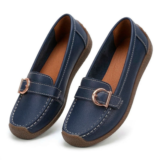 Women's Pebbled Buckle Driving Loafers Corvine