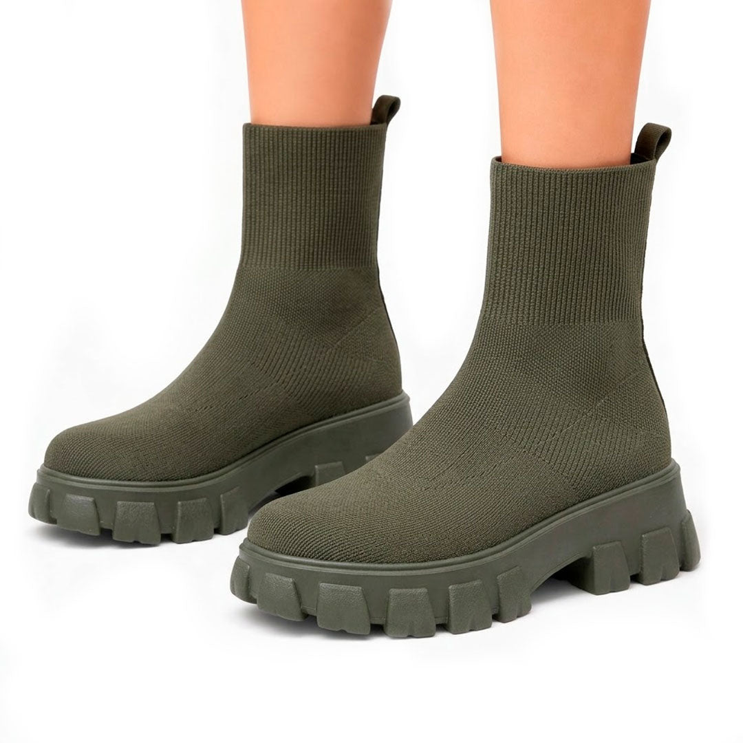 Women's Chunky Knit Stretch Sock Boots Corvine