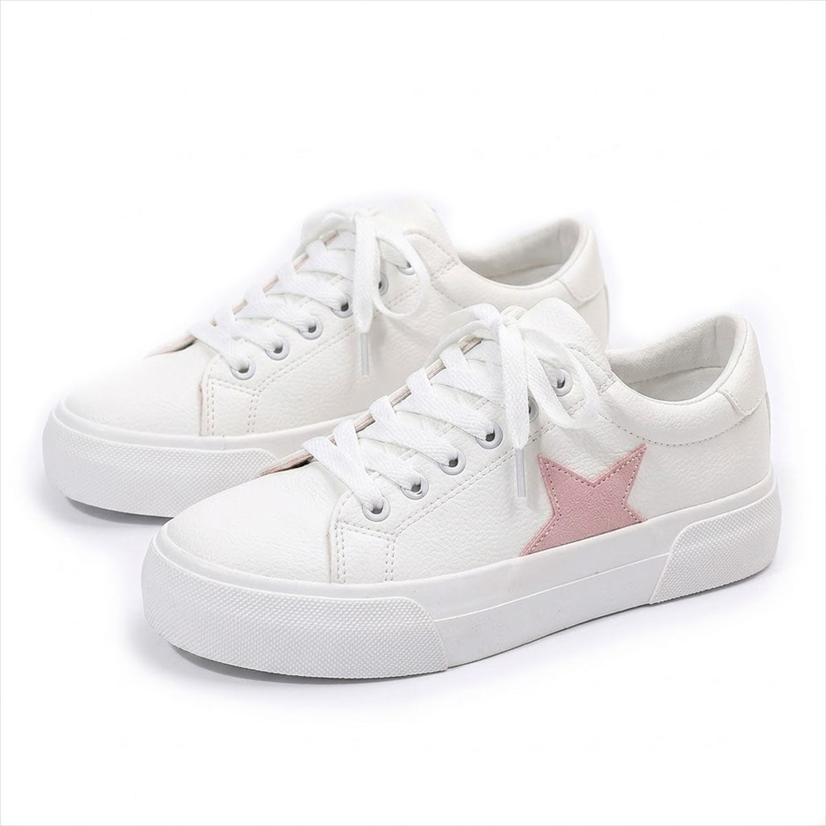 Women's Star-Detail Leather-Look Trainers Corvine