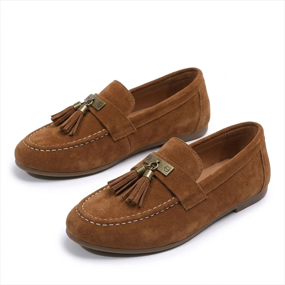 Women's Tassel Detail Suede-Look Loafers Corvine