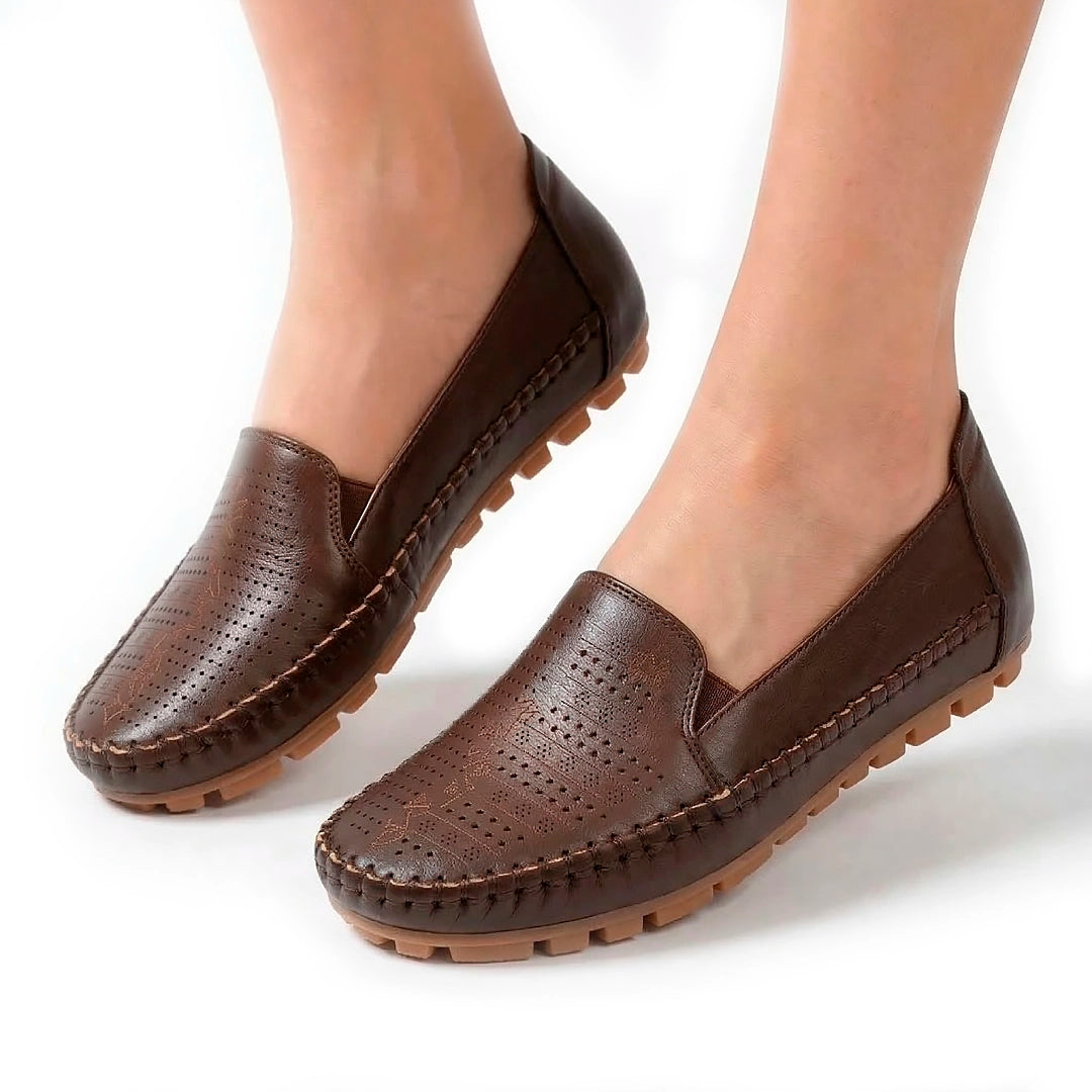 Women's Perforated Rhinestone Slip-On Loafers Corvine