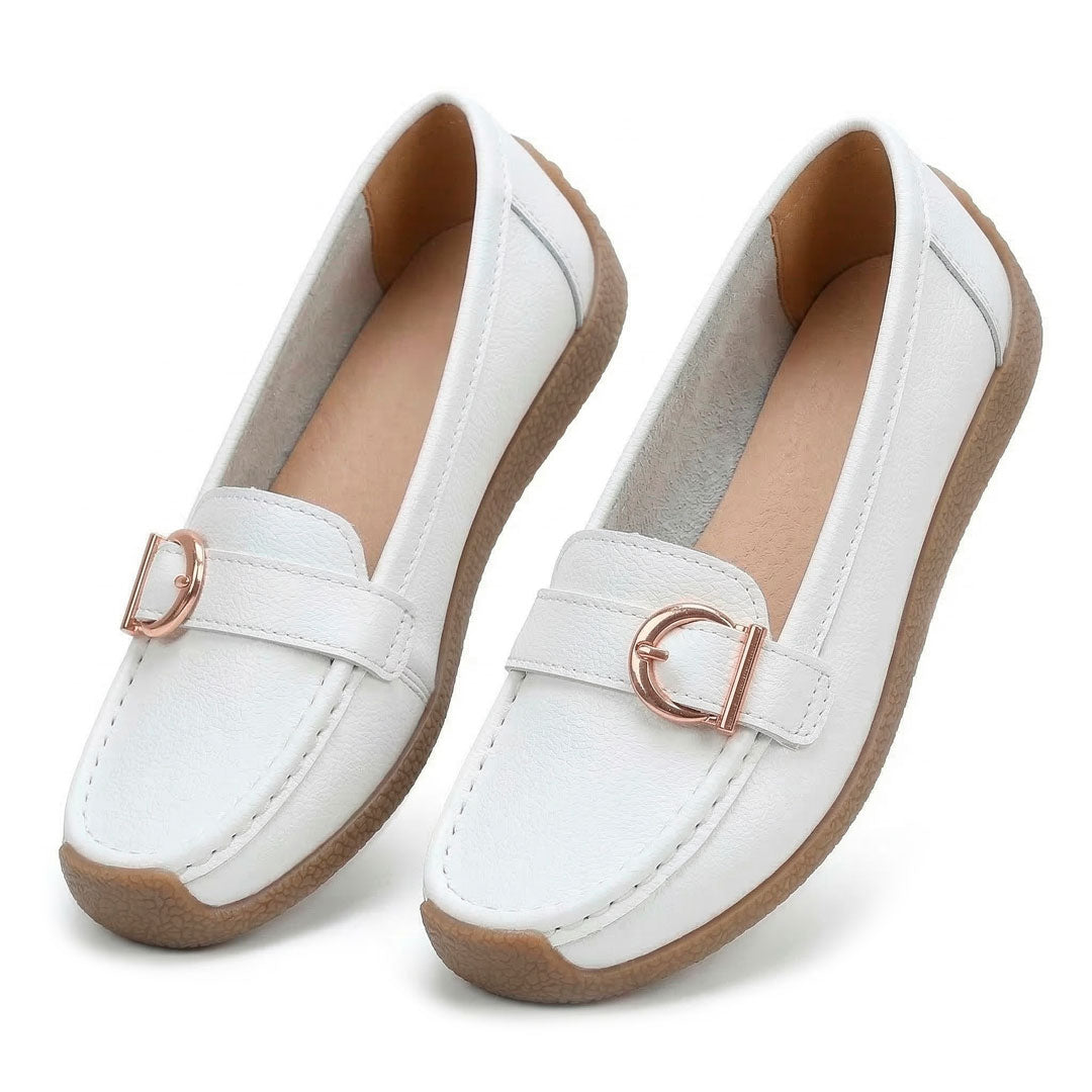 Women's Pebbled Buckle Driving Loafers Corvine