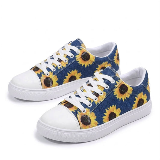 Women's Sunflower Print Canvas Trainers Corvine