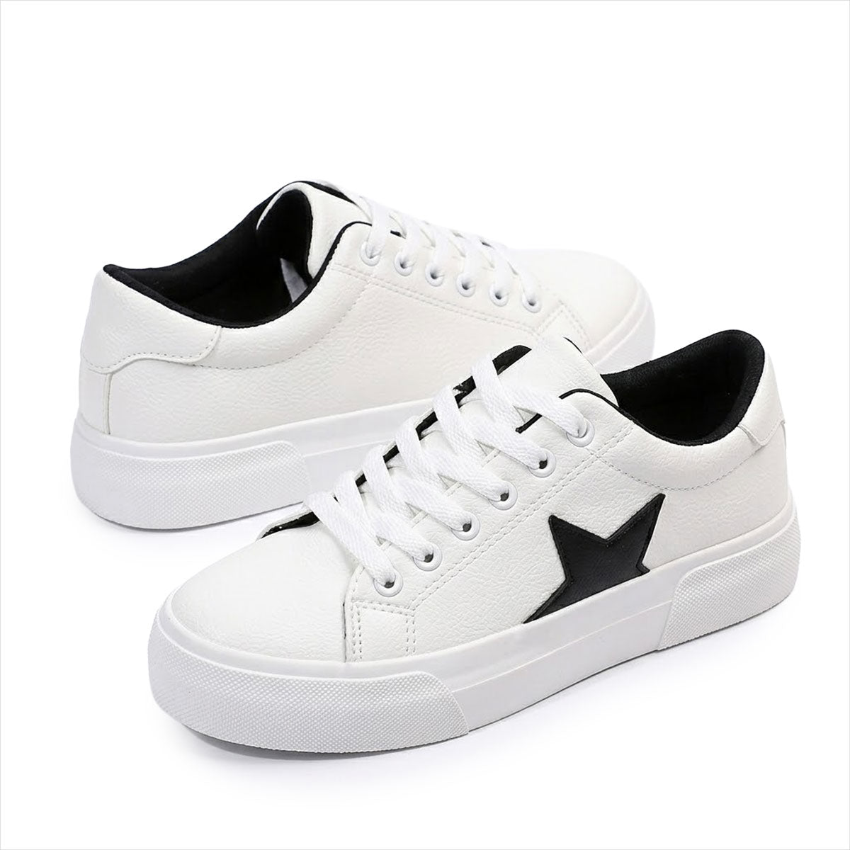 Women's Star-Detail Leather-Look Trainers Corvine