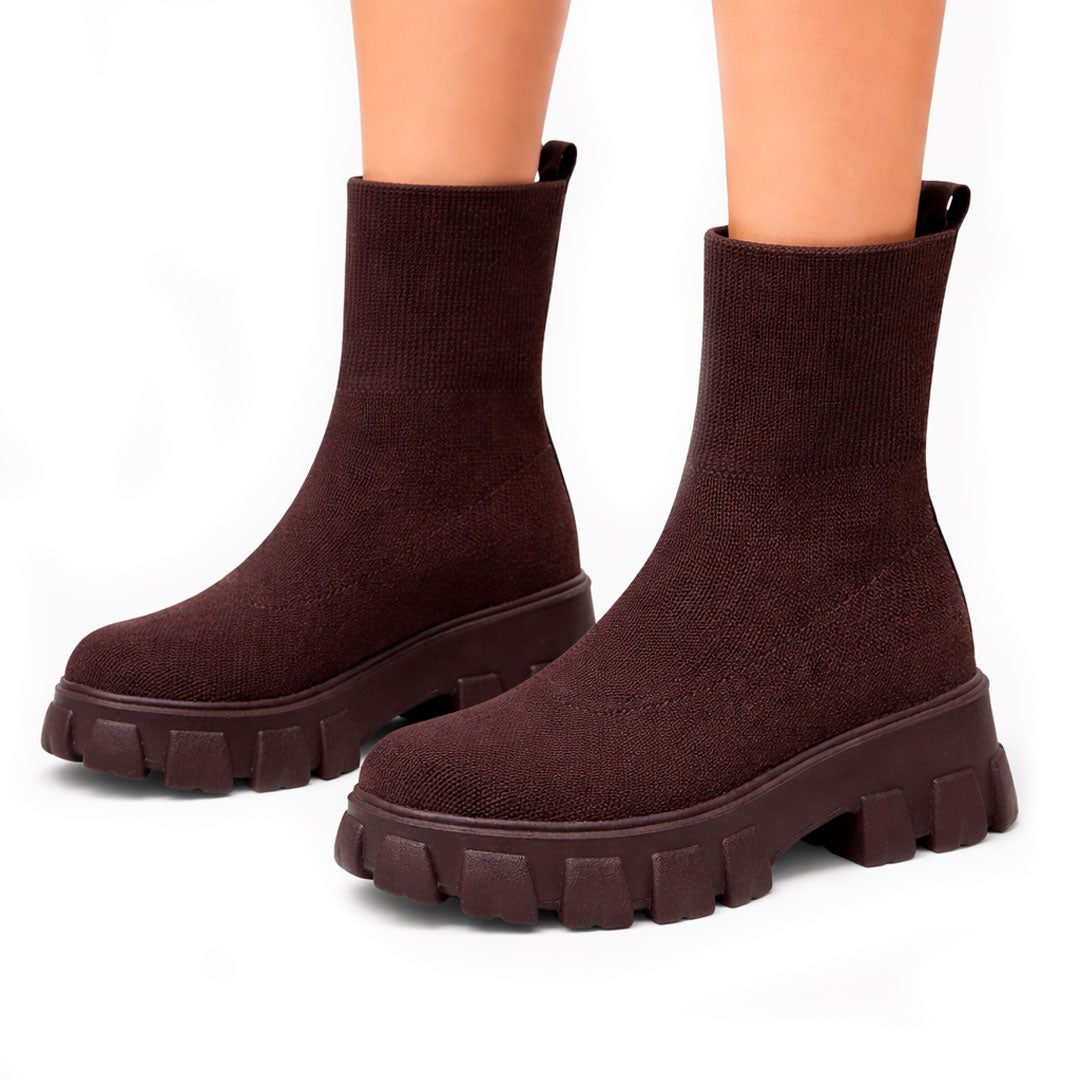 Women's Chunky Knit Stretch Sock Boots Corvine