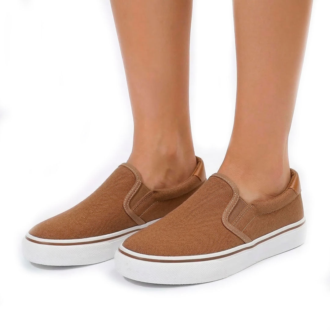 Women's Platform Canvas Slip-On Trainers Corvine