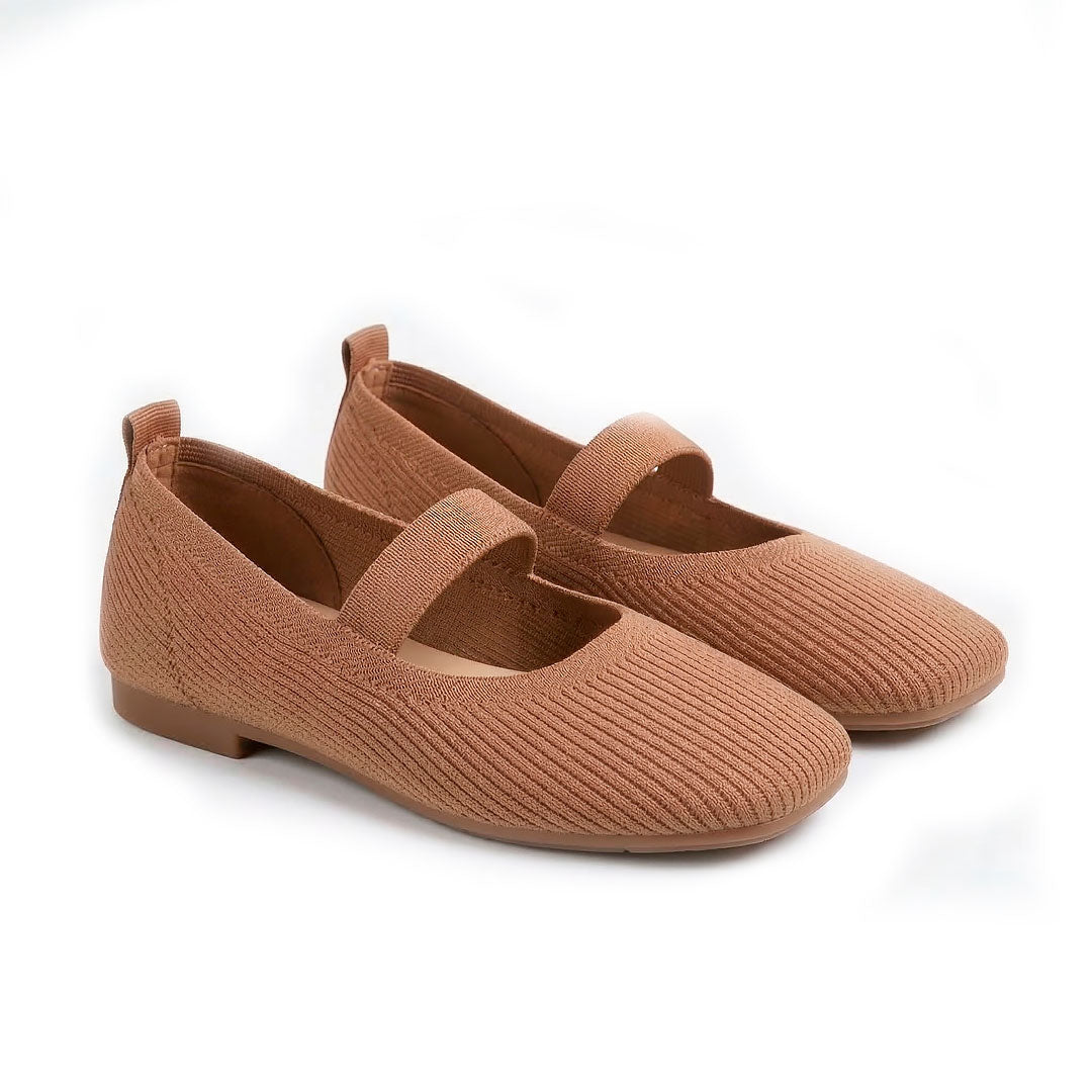 Women's Square-Toe Knit Mary Jane Flats Corvine
