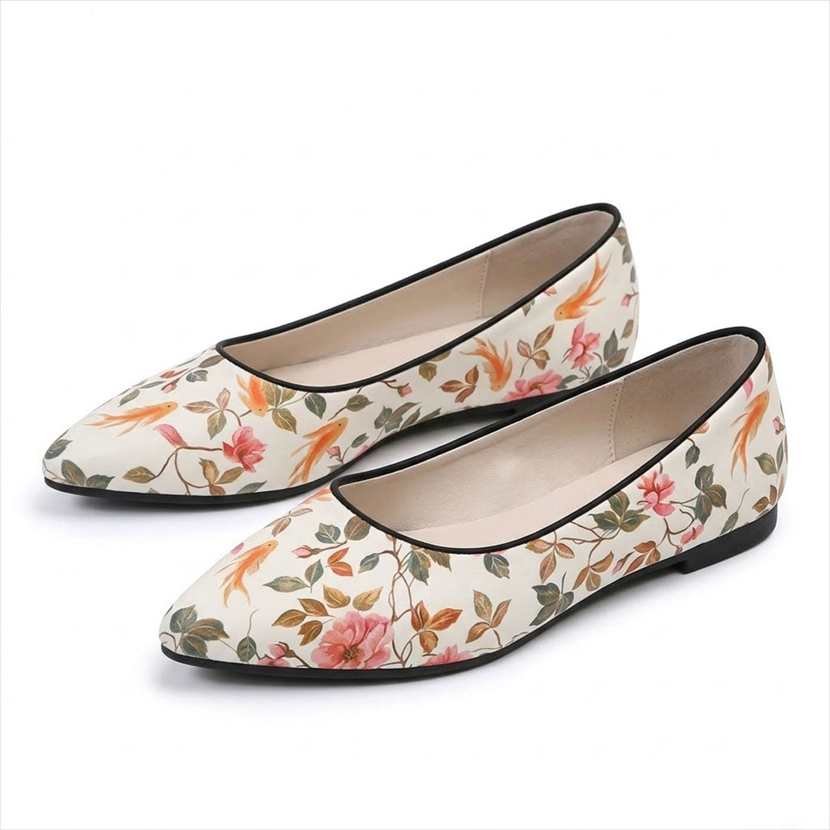 Women's Pointed-Toe Floral Ballerina Flats Corvine