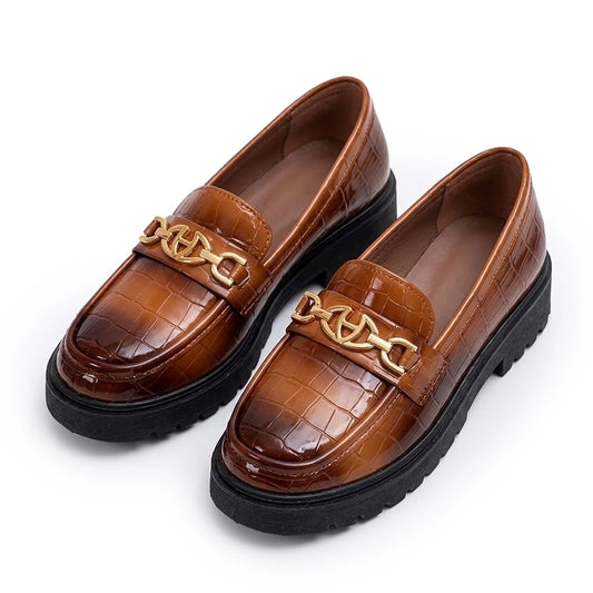 Women's Croc-Embossed Chunky Loafers Corvine