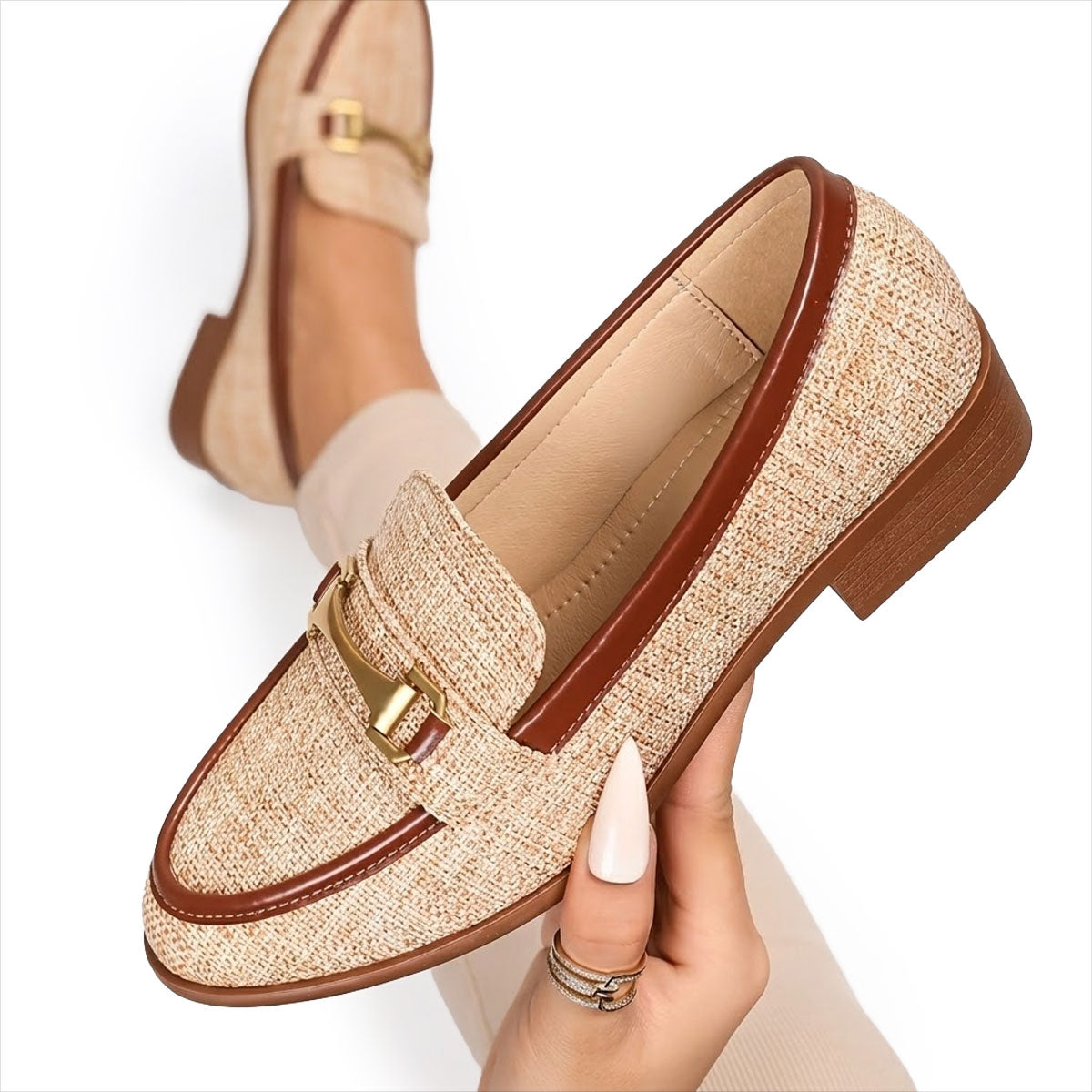 Women's Textured Horsebit Block Heel Loafers Corvine