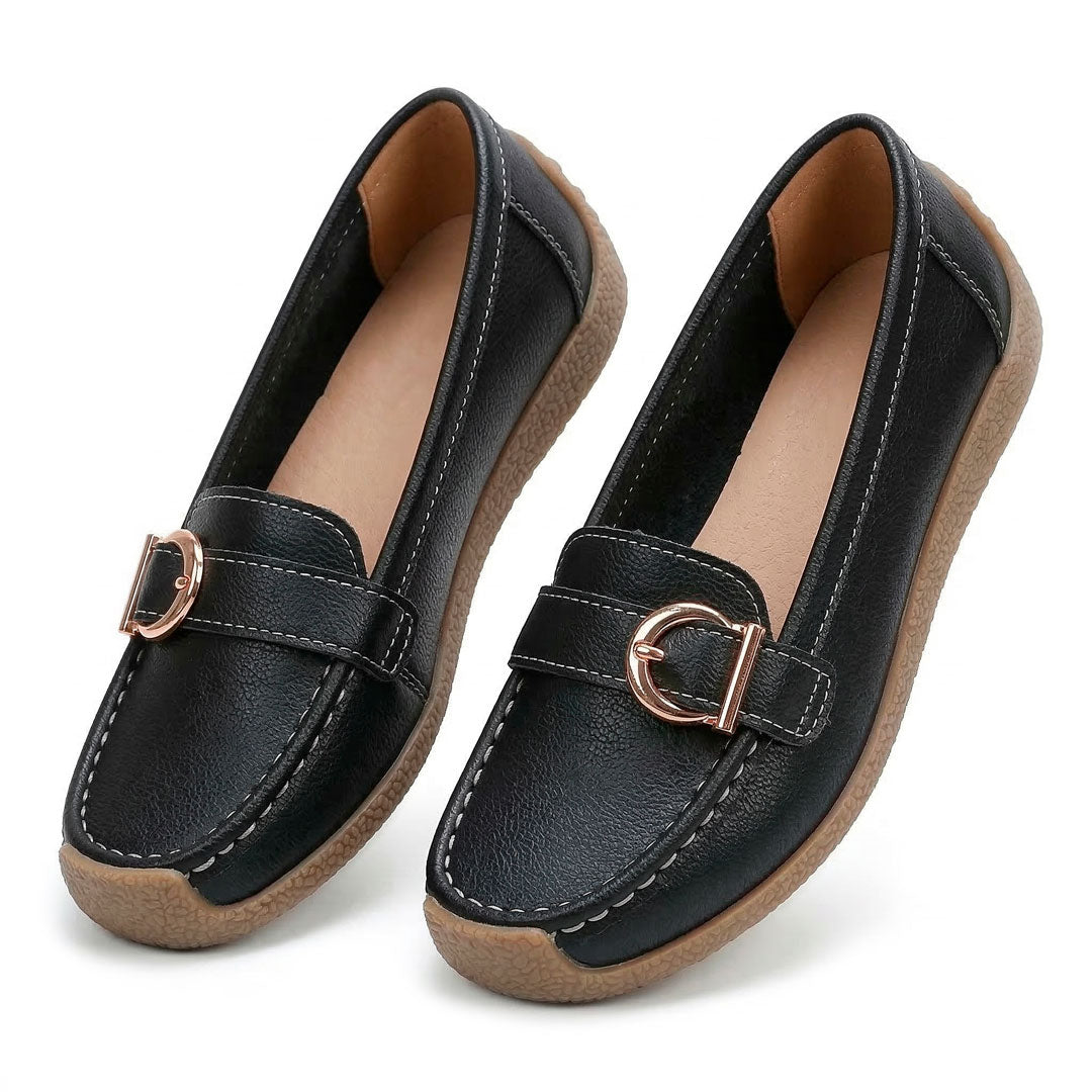 Women's Pebbled Buckle Driving Loafers Corvine
