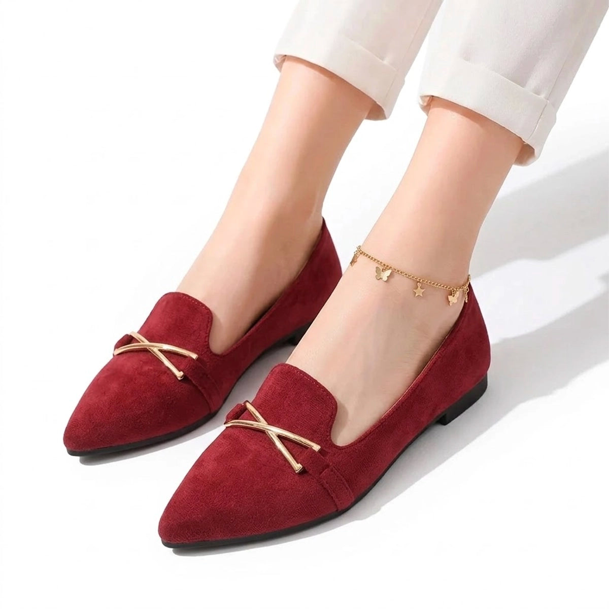 Women's Suede Pointed Flats Corvine
