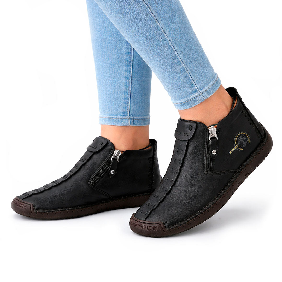 Women's Side-Zip Leather-Style Ankle Loafers Corvine