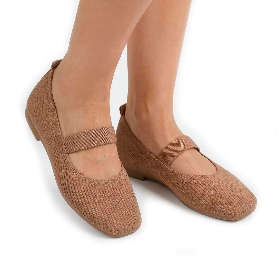 Women's Square-Toe Knit Mary Jane Flats Corvine