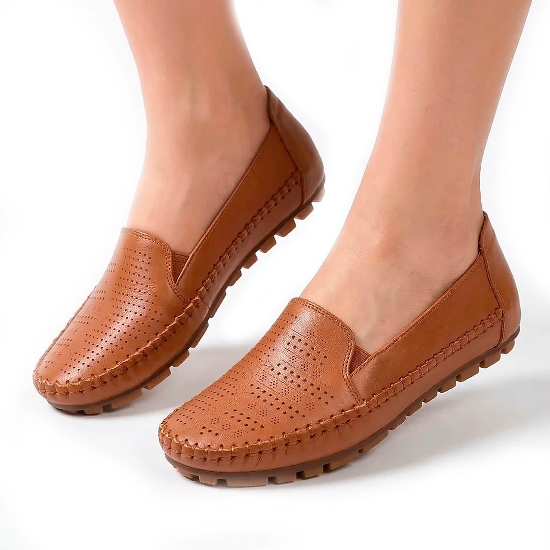 Women's Perforated Rhinestone Slip-On Loafers Corvine