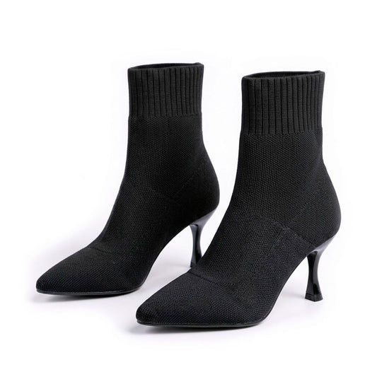 Women's Pointed-Toe Stretch Knit Sock Boots Corvine