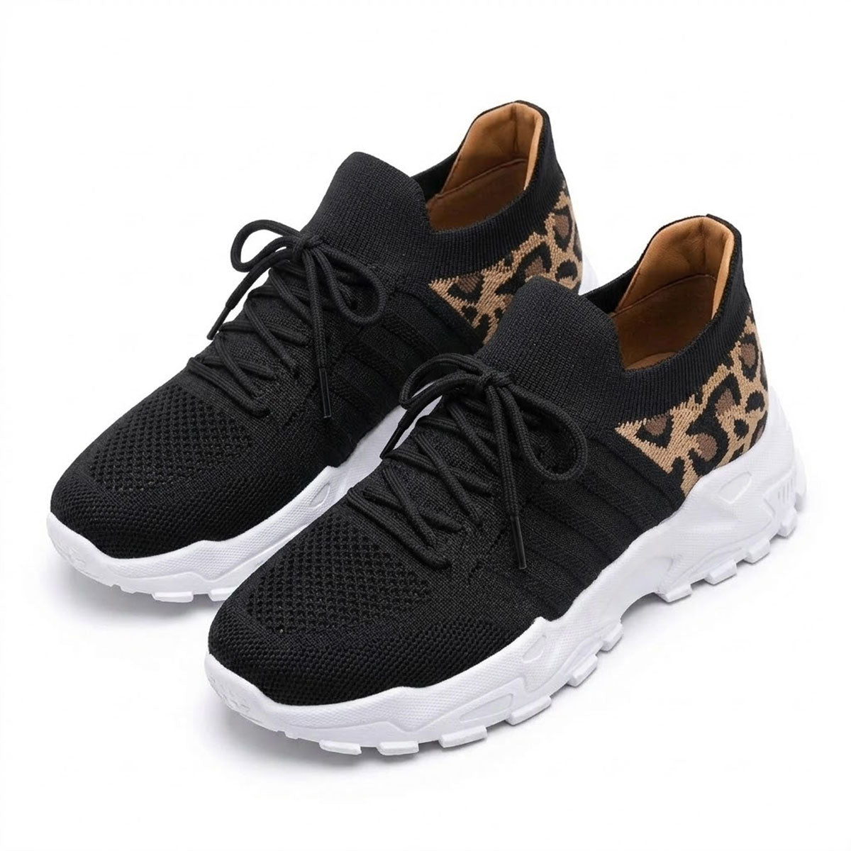 Women's Leopard-Accent Knit Trainers Corvine