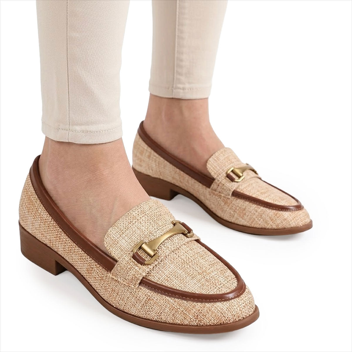Women's Textured Horsebit Block Heel Loafers Corvine