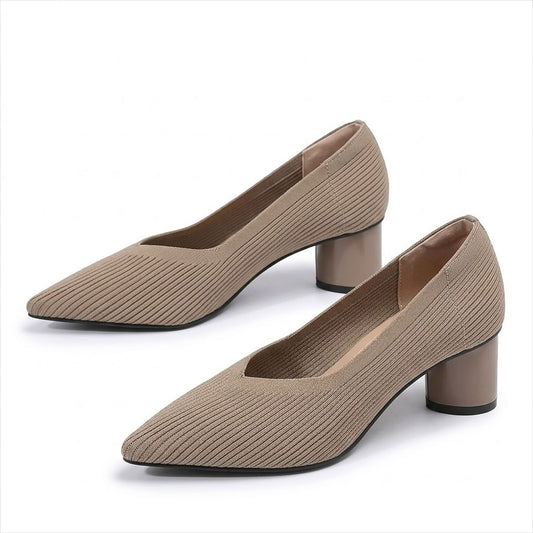 Women's Pointed-Toe Breathable Knit Block Heels Corvine
