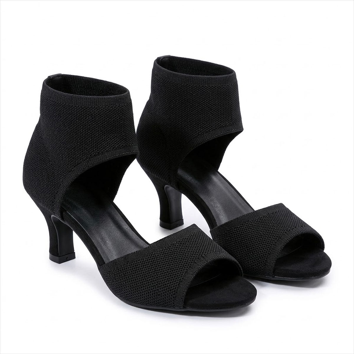 Women's Stretch-Knit Kitten Heel Sandals Corvine