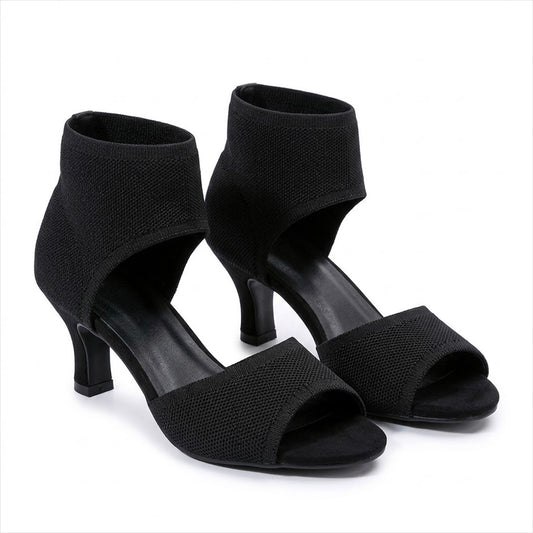 Women's Stretch-Knit Kitten Heel Sandals Corvine