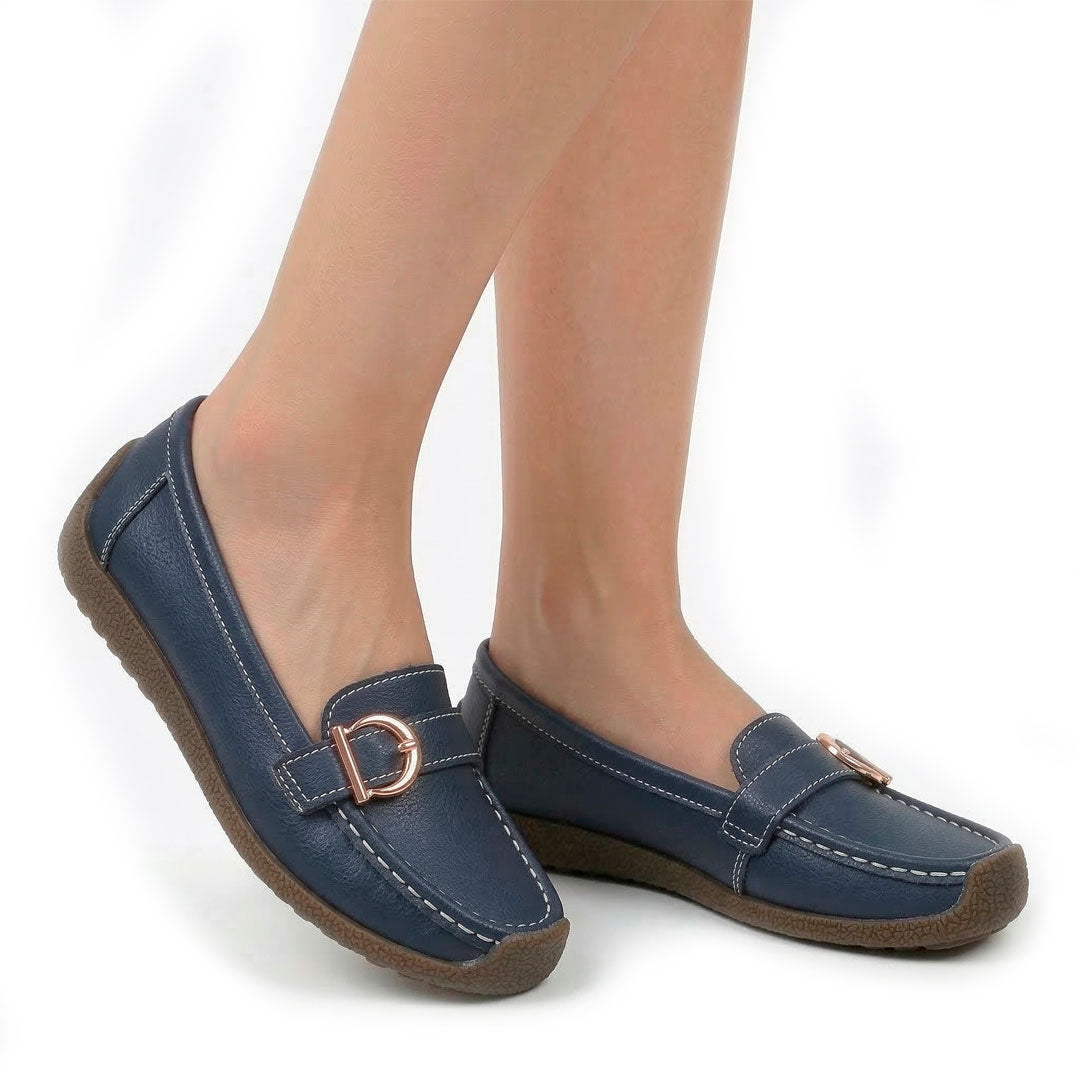 Women's Pebbled Buckle Driving Loafers Corvine