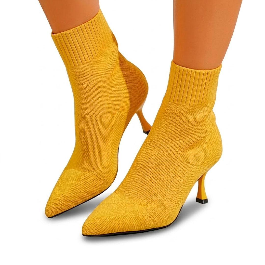 Women's Pointed-Toe Stretch Knit Sock Boots Corvine