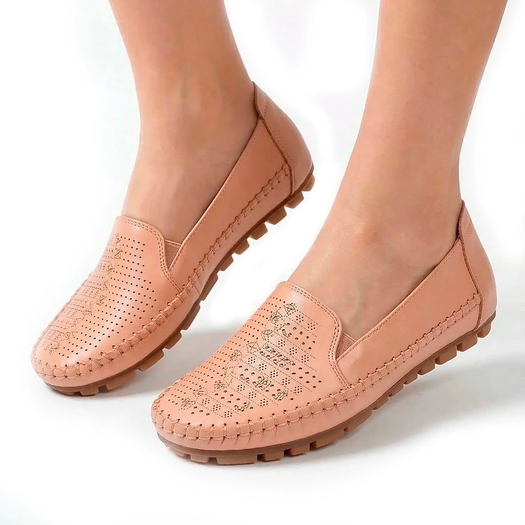 Women's Perforated Rhinestone Slip-On Loafers Corvine