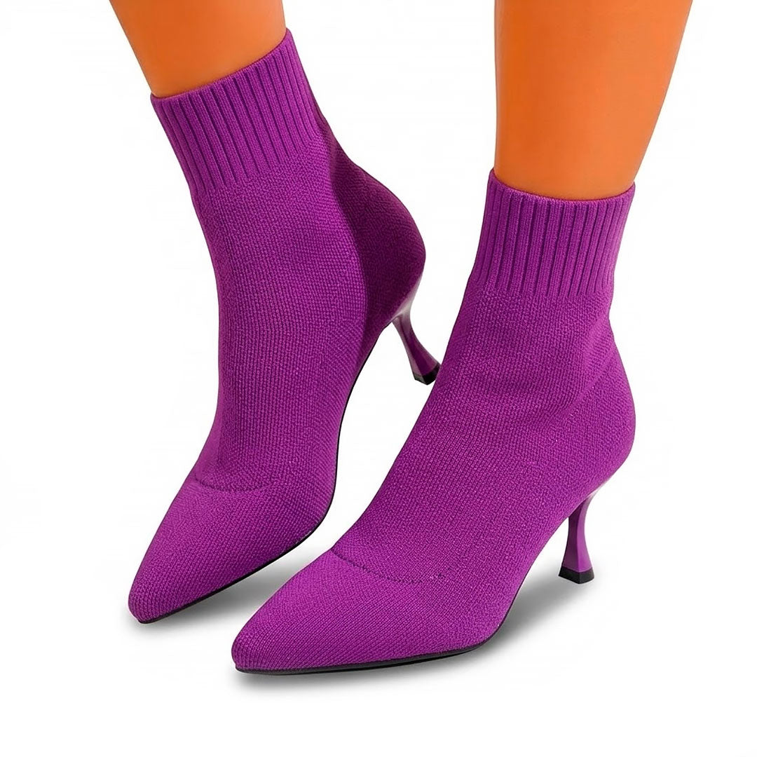 Women's Pointed-Toe Stretch Knit Sock Boots Corvine