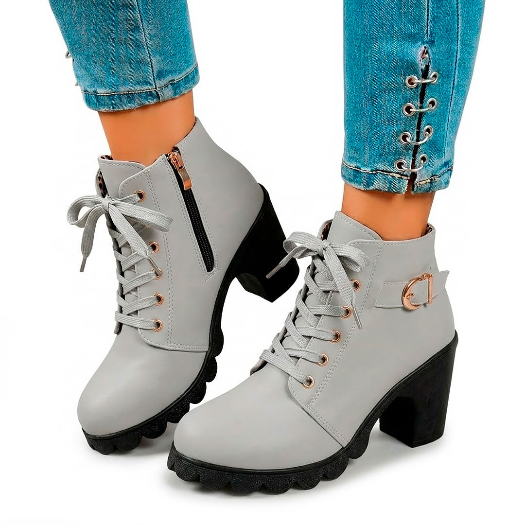 Women's Lace-Up Chunky Heeled Ankle Boots Corvine