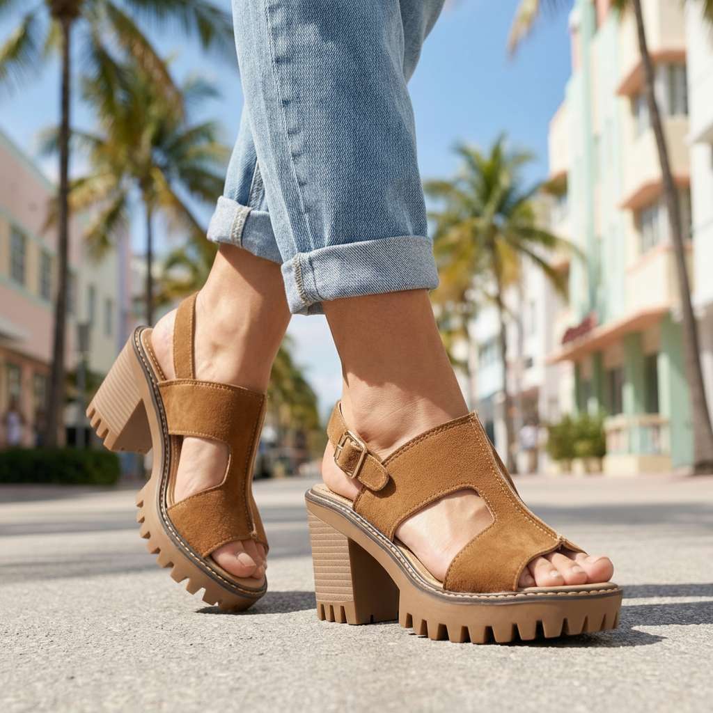Women's Airy Suede Strap Heels Corvine