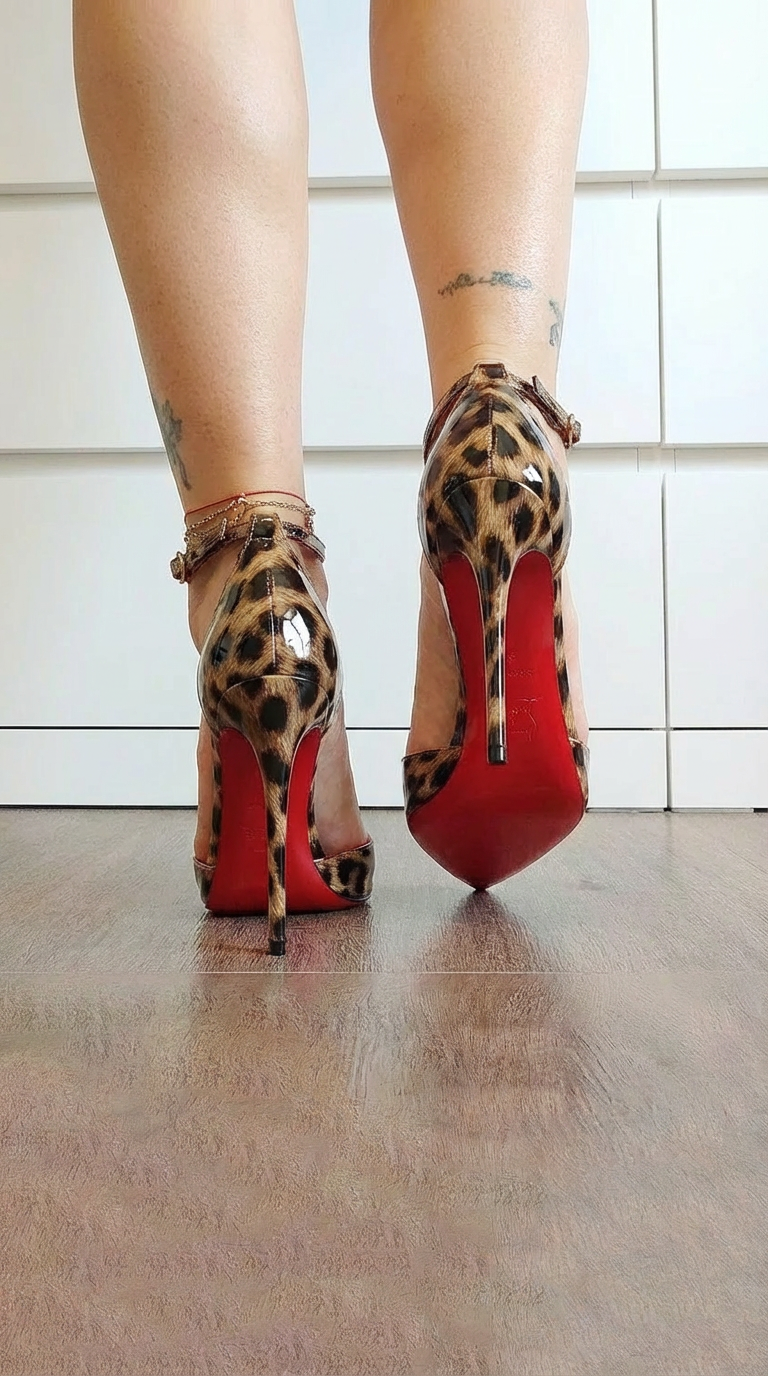 Women's Animal Print Heels With Red Accents Corvine
