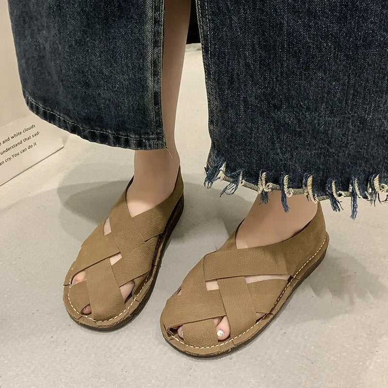 Women's Artisan-Woven Vegan Leather Hollow-Out Sandals Corvine